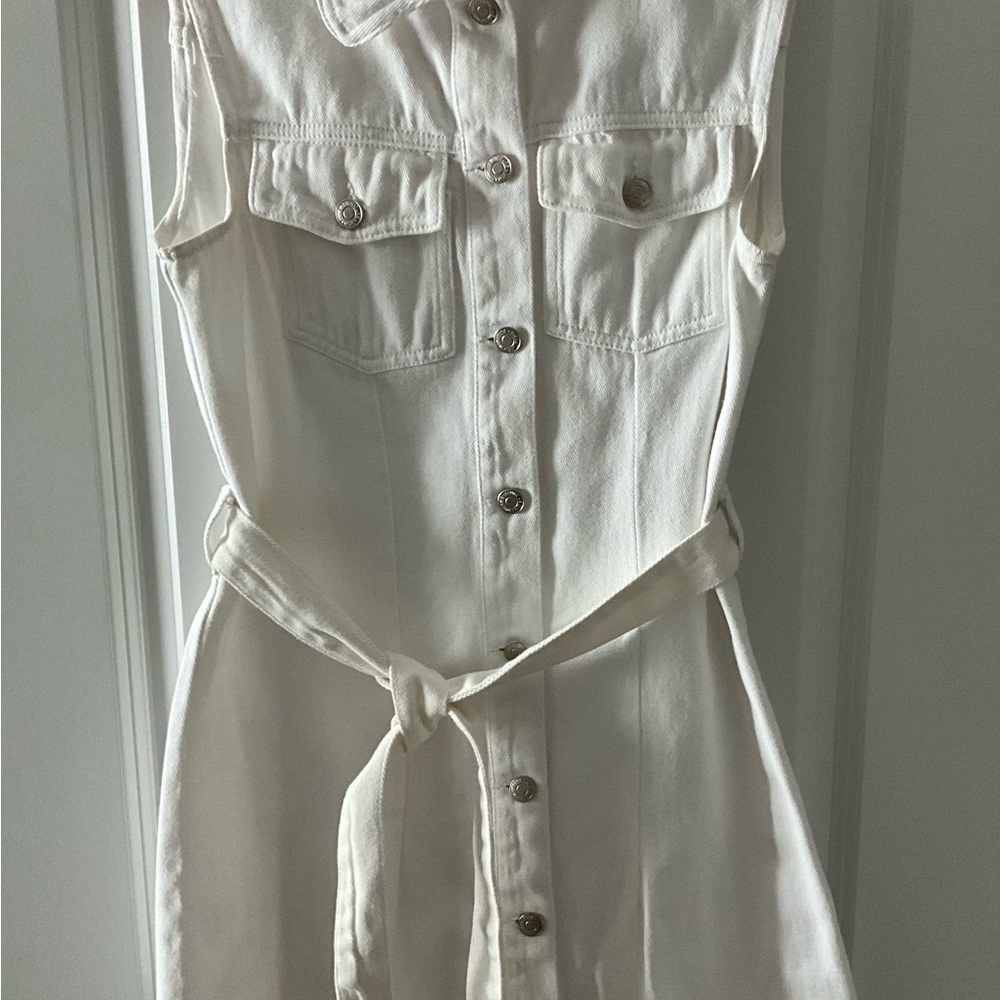 Signature Eight Medium White Mini Jean Dress